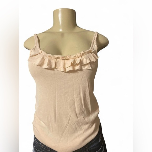 J. Crew Cream Ruffle Tank Top - Picture 2 of 4
